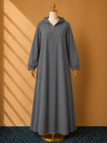 Gray Premium Quality Long Zipper Hoodie Top Style Abaya. CWTS-24