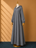 Gray Premium Quality Long Zipper Hoodie Top Style Abaya. CWTS-24