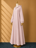Pink Premium Quality Long Zipper Hoodie Top Style Abaya. CWTS-24