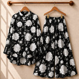 Crush Printed Western Shirt & Plazo Style 2-Pcs Stiched Co-Ord Set.