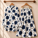 Crush Printed Western Shirt & Plazo Style 2-Pcs Stiched Co-Ord Set.
