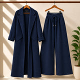 Long Trench Coat Style 2-Pcs Winter Co-Ord Set.