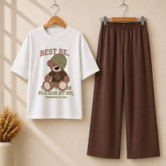 Teddy Bear Western Style 2-Pcs Summer Tracksuit For Her MWTS-31