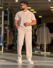 Men’s White Collar Premium Polo Co-Ord Set MMSS-11