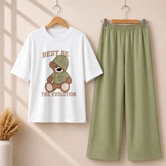 Teddy Bear Western Style 2-Pcs Summer Tracksuit For Her MWTS-31