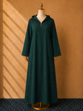 Green Premium Quality Long Zipper Hoodie Top Style Abaya. CWTS-24