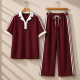 Contrast Collar Style Western 2-Pcs Summer Dry-Fit Tracksuit
