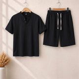 Short Sleeve Pullover Button SummerSuit