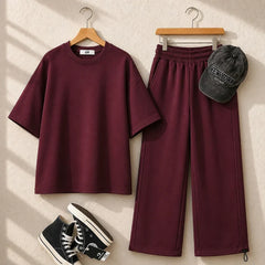 Round Neck Style Short Sleeve 2-Pcs Summer Tracksuit For Her CWTS-02