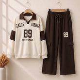Cali-89 Collar Cargo Style 2-Pcs Winter Tracksuit For Her. WWTS-45