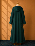 Green Premium Quality Long Zipper Hoodie Top Style Abaya. CWTS-24