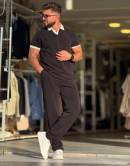 Men’s White Collar Premium Polo Co-Ord Set MMSS-11