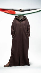 Brown Premium Quality Long Zipper Hoodie Top Style Abaya. CWTS-24 (Copy)