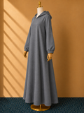 Gray Premium Quality Long Hoodie Top Style Abaya.