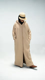Beig Premium Quality Long Zipper Hoodie Top Style Abaya. CWTS-24