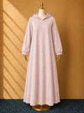 Pink Premium Quality Long Hoodie Top Style Abaya.