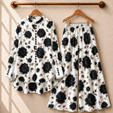 Crush Printed Western Shirt & Plazo Style 2-Pcs Stiched Co-Ord Set.