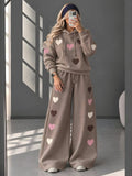 Multi Heart Print Premium Quality Winter CoOrd Set For Her