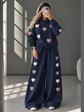 Multi Heart Print Premium Quality Winter CoOrd Set For Her
