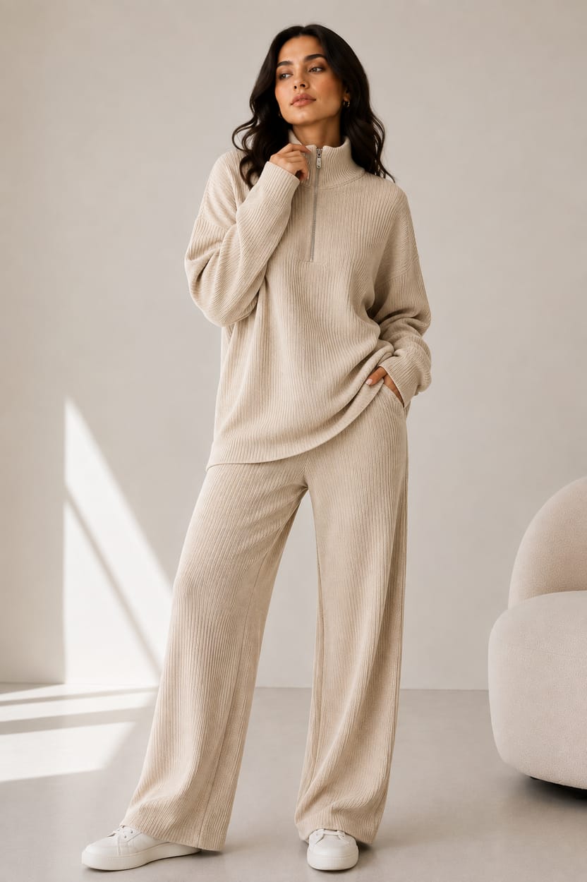 Rib Premium Quality Winter 2-Pcs Tracksuit. CWTS-36