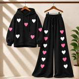 Multi Heart Print Premium Quality Winter CoOrd Set For Her