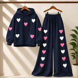 Multi Heart Print Premium Quality Winter CoOrd Set For Her