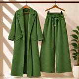 Long Trench Coat Style 2-Pcs Winter Co-Ord Set.