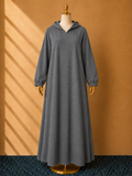Gray Premium Quality Long Hoodie Top Style Abaya.