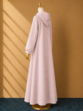 Pink Premium Quality Long Zipper Hoodie Top Style Abaya. CWTS-24