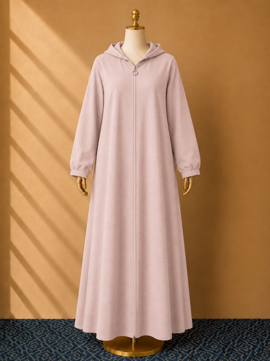 Pink Premium Quality Long Zipper Hoodie Top Style Abaya. CWTS-24