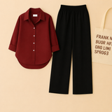 Luxe Co-Ord Set – Maroon & Black