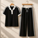 Contrast Collar Style Western 2-Pcs Summer Dry-Fit Tracksuit