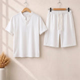 Short Sleeve Pullover Button SummerSuit