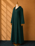 Green Premium Quality Long Zipper Hoodie Top Style Abaya. CWTS-24