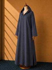 Gray Premium Quality Long Zipper Hoodie Top Style Abaya. CWTS-24