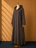 Brown Premium Quality Long Zipper Hoodie Top Style Abaya. CWTS-24