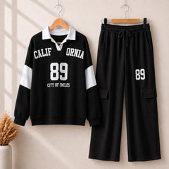 Cali-89 Collar Cargo Style 2-Pcs Winter Tracksuit For Her. WWTS-45