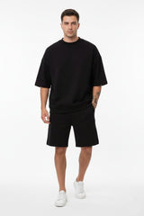 Black Short Sleeve Round Neck SummerSuit
