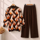 Geometric Premium Quality Winter 2-Pcs Co-Ord Set. CWTS-41