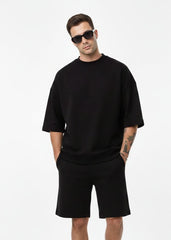 Black Short Sleeve Round Neck SummerSuit
