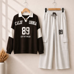 Cali-89 Collar Cargo Style 2-Pcs Winter Tracksuit For Her. WWTS-45