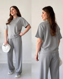 Round Neck Style Short Sleeve 2-Pcs Summer Tracksuit For Her CWTS-02