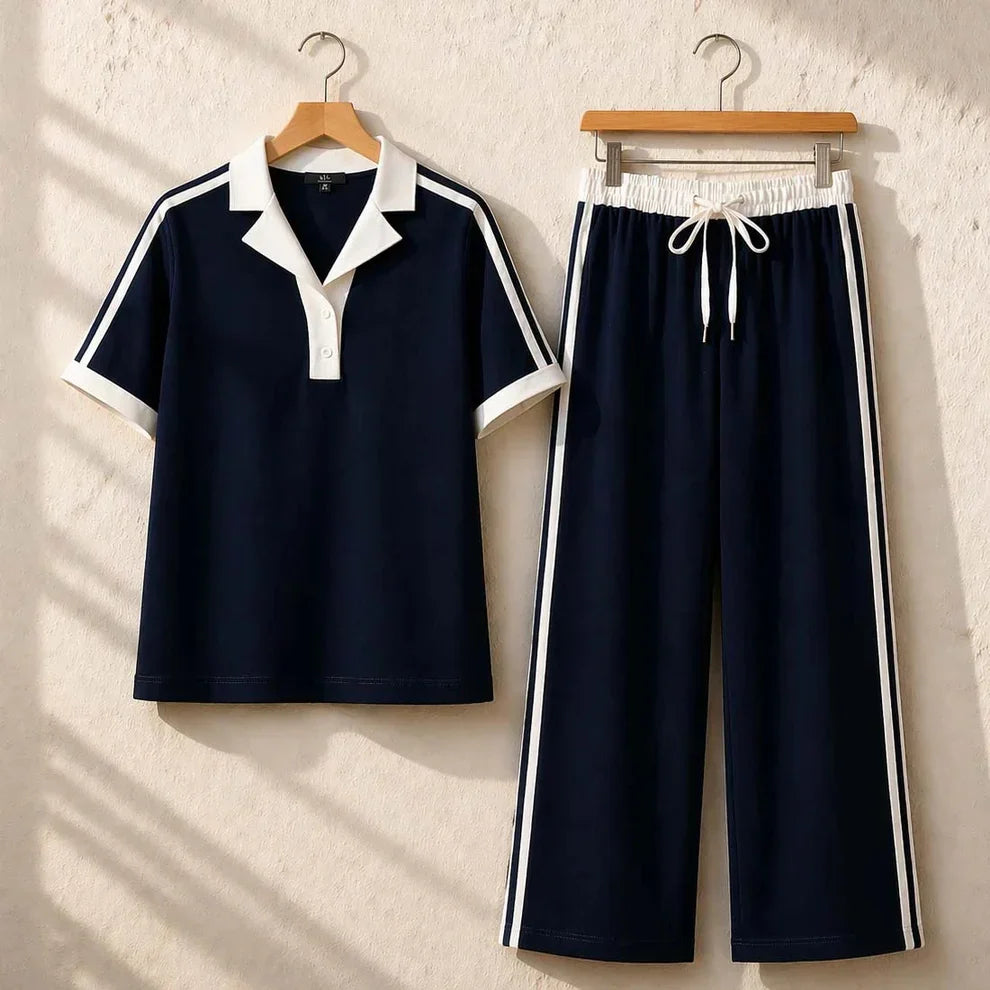 Contrast Collar Style Western 2-Pcs Summer Dry-Fit Tracksuit