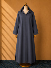 Gray Premium Quality Long Zipper Hoodie Top Style Abaya. CWTS-24