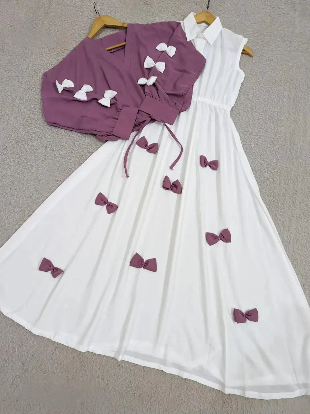 Classic Wine Bow Embellished Maxi 2-Piece