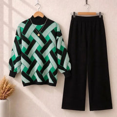 Geometric Premium Quality Winter 2-Pcs Co-Ord Set. CWTS-41